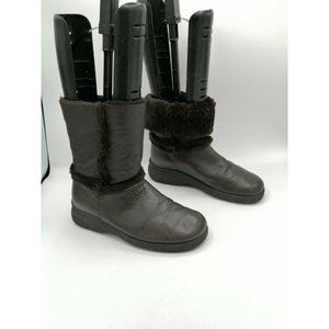 SANTANA CANADA Brown Leather Fur Lined Pull On Winter Boots - Size 8.5